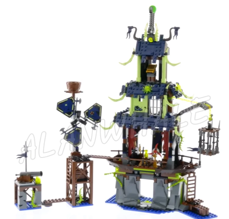 1069pcs Shinobi City of Stiix Temple Ghost ship Outpost Nya’s speedboat 10401 Building Block Toys Compatible With Model