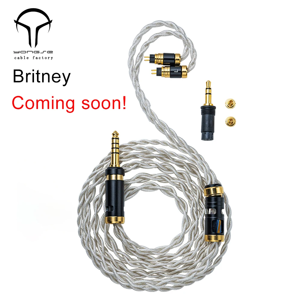 Upcoming Yongse Britney 20Awg Sterling Silver Upgrade Earphone Cable Switchable Default 3.5mm+4.4mm Plug 2pin 0.78+MMCX Pin