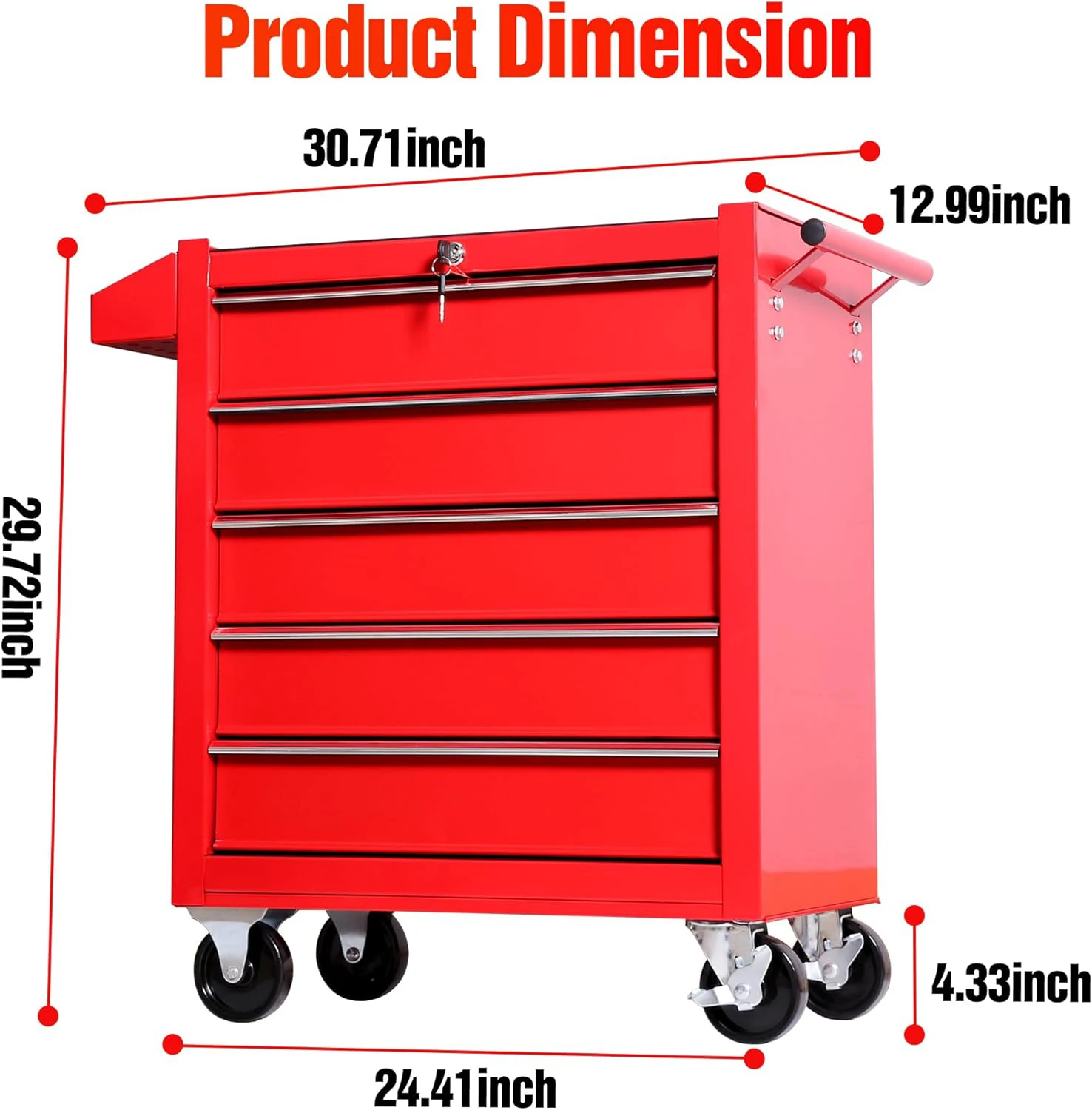 Promotional 5 Drawers Iron Roller Cabinet Tool Trolley Mobile Toolbox With Lockable Wheels OEM Customizable Color