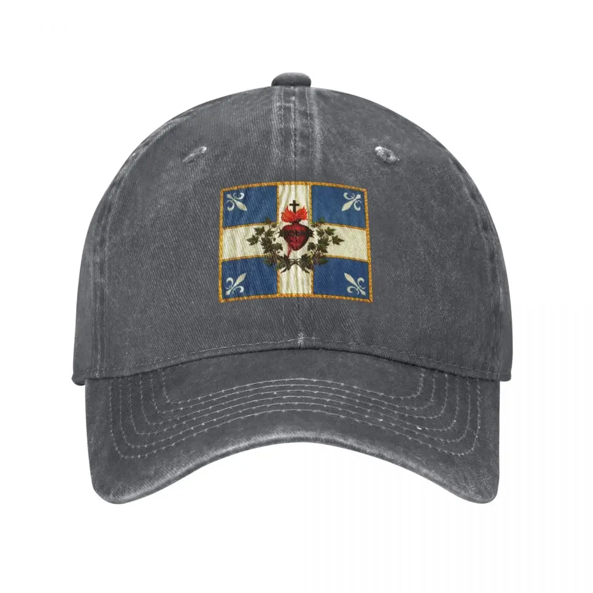 

Quebec flag drapeau Québec Patriote Carillon Sacré-Cur Christian Catholic old vintage edition with fleurs de lys Baseball Cap