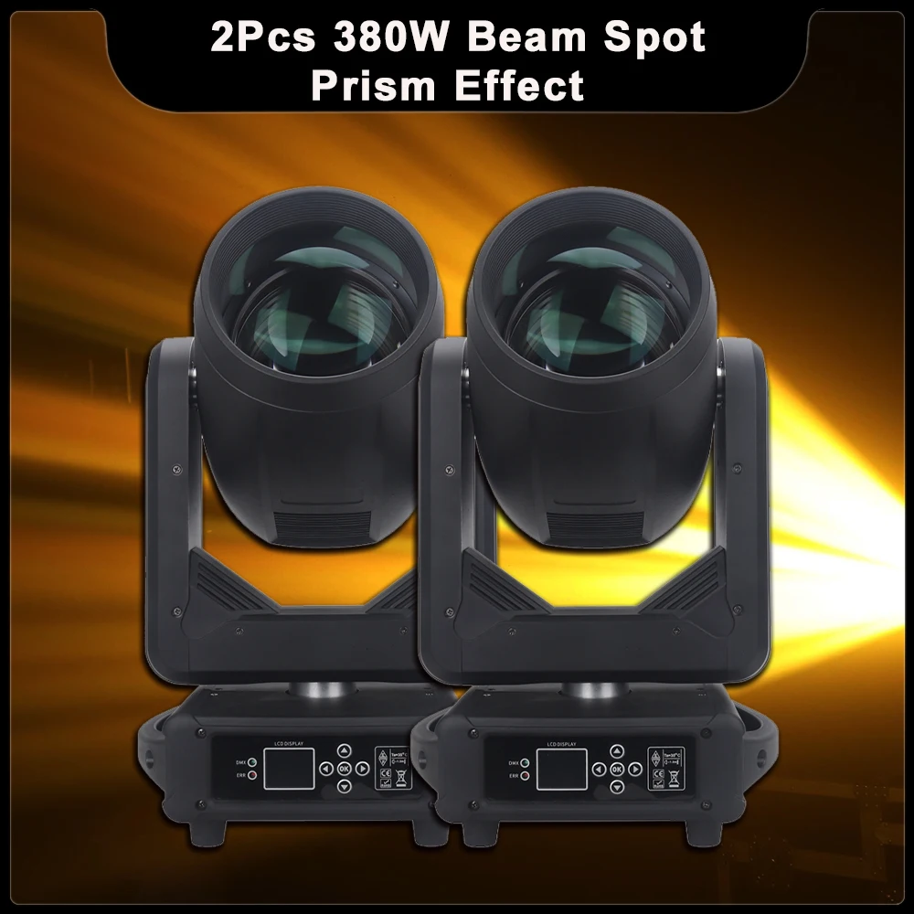 2Pcs/lot 380W Beam Spot Moving Head Light With Honeycomb Prism 17 Gobos Fog Rainbow Effect DMX DJ Disco Party Club Stage Effects