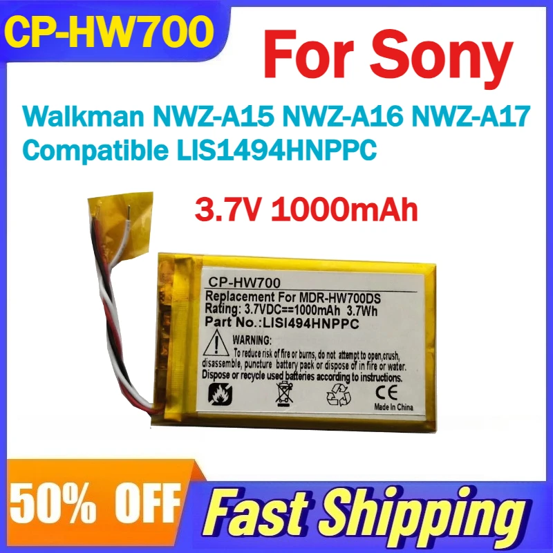 

3.7V 1000mAh CP-HW700 Battery for Sony Walkman NWZ-A15 NWZ-A16 NWZ-A17 Compatible LIS1494HNPPC Rechargeable Batteries