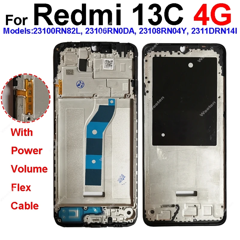 For Xiaomi Redmi 13 13C 14C 14R 15C 4G 5G LCD Middle Frame Housing LCD Front Housing Bezel Chassis Shell Replacement Repair