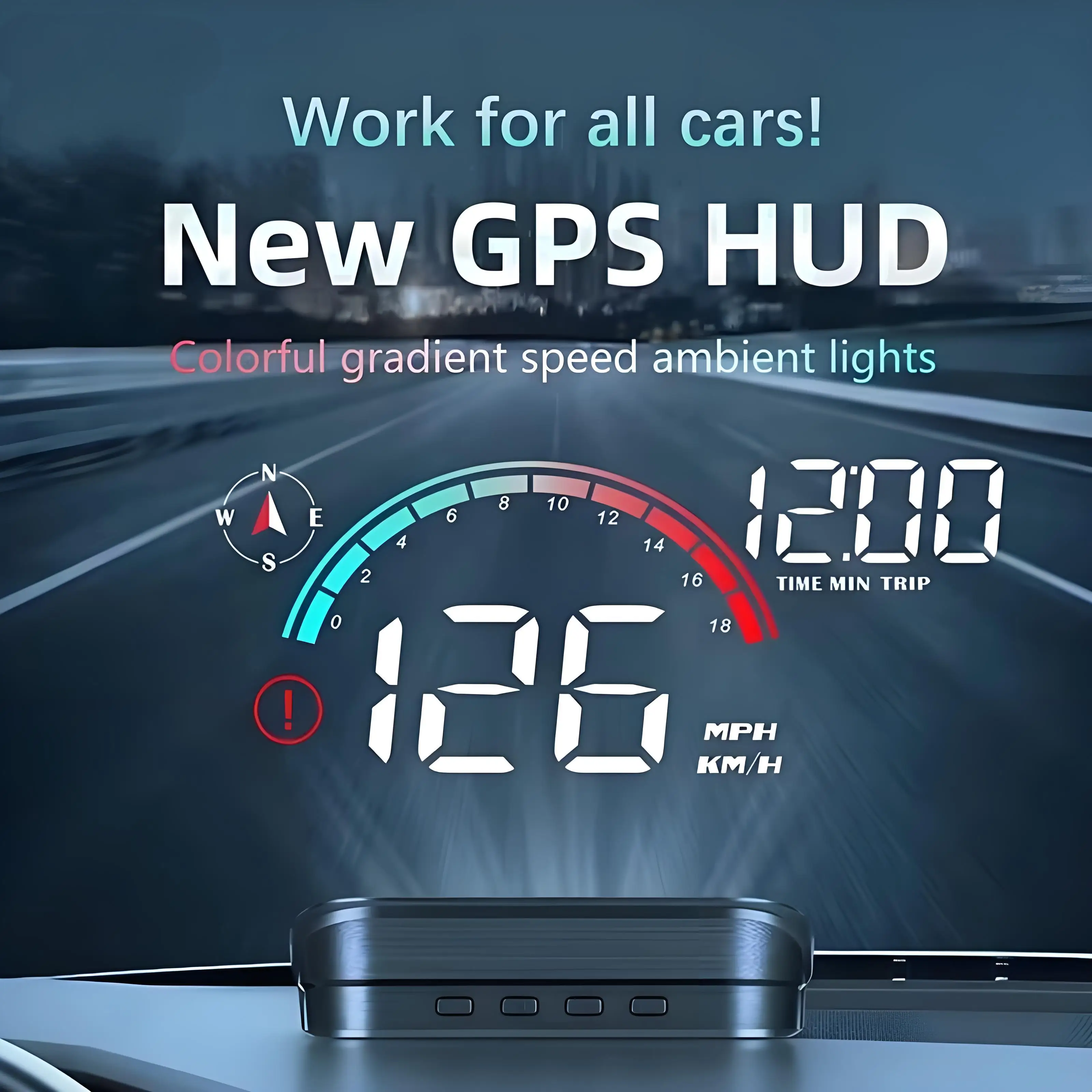 2026 New M22 GPS HUD Head Up Display Universal Digital Speedometer LCD Projection On Glass Car Speed Meter Windshield Projector