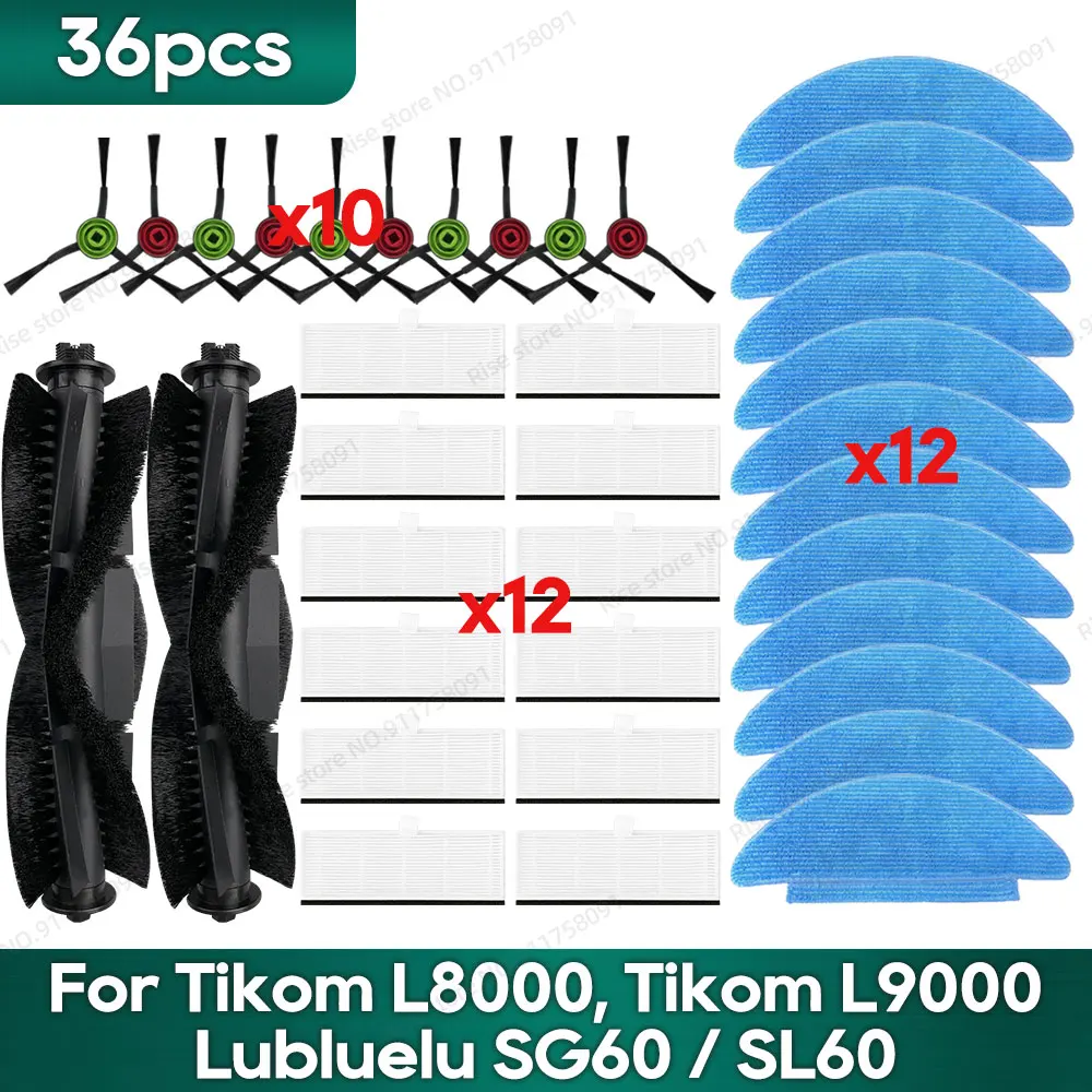 Compatible For Tikom L8000, Tikom L9000, Lubluelu SG60 SL60 SL60D SL61 Replacement Parts Main Brush Hepa Filter Mop Cloths