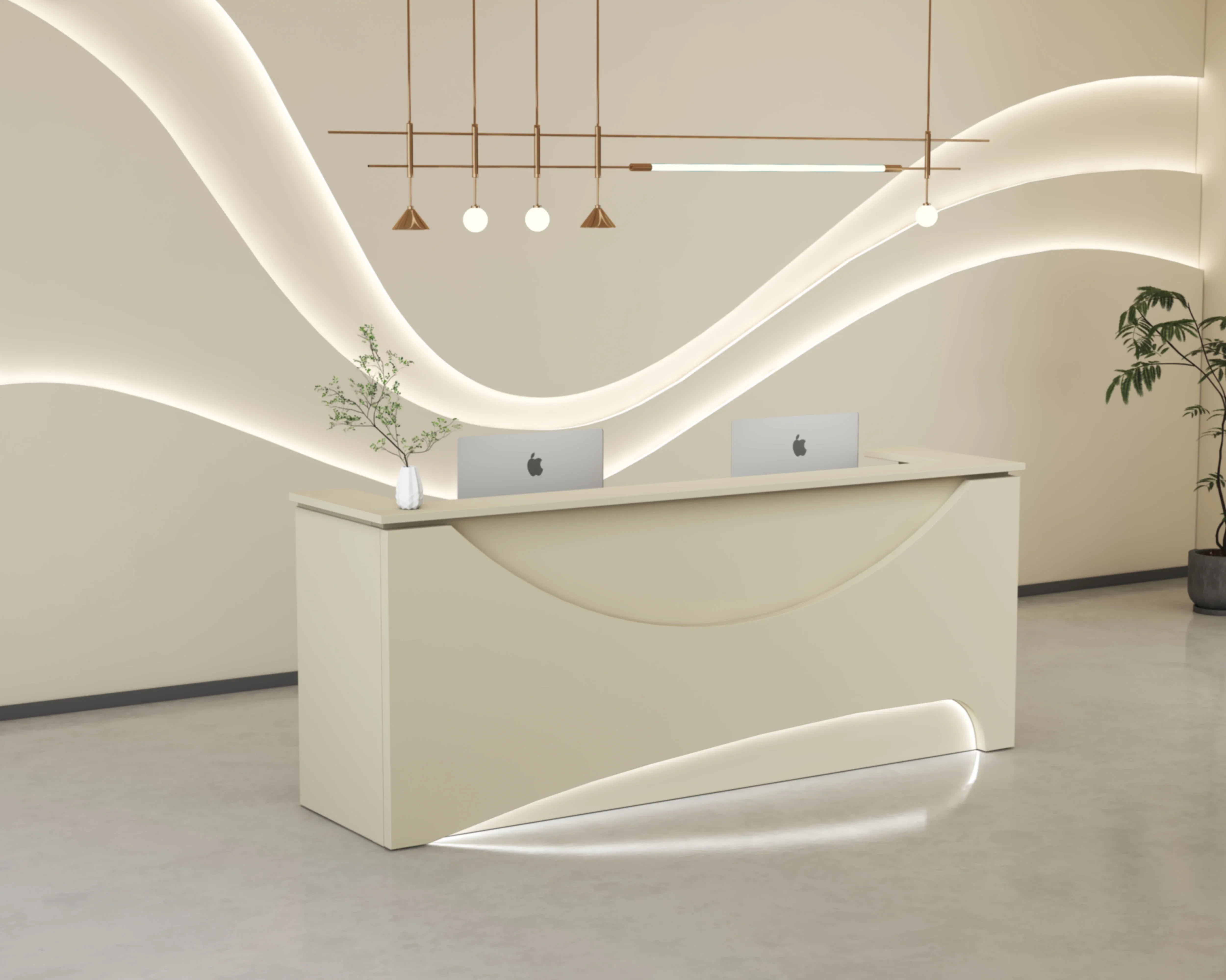 Simple Modern Company Reception Desk Lacquer Front Beauty Counter with Cash Register for Checkout for Clothing Stores Bars