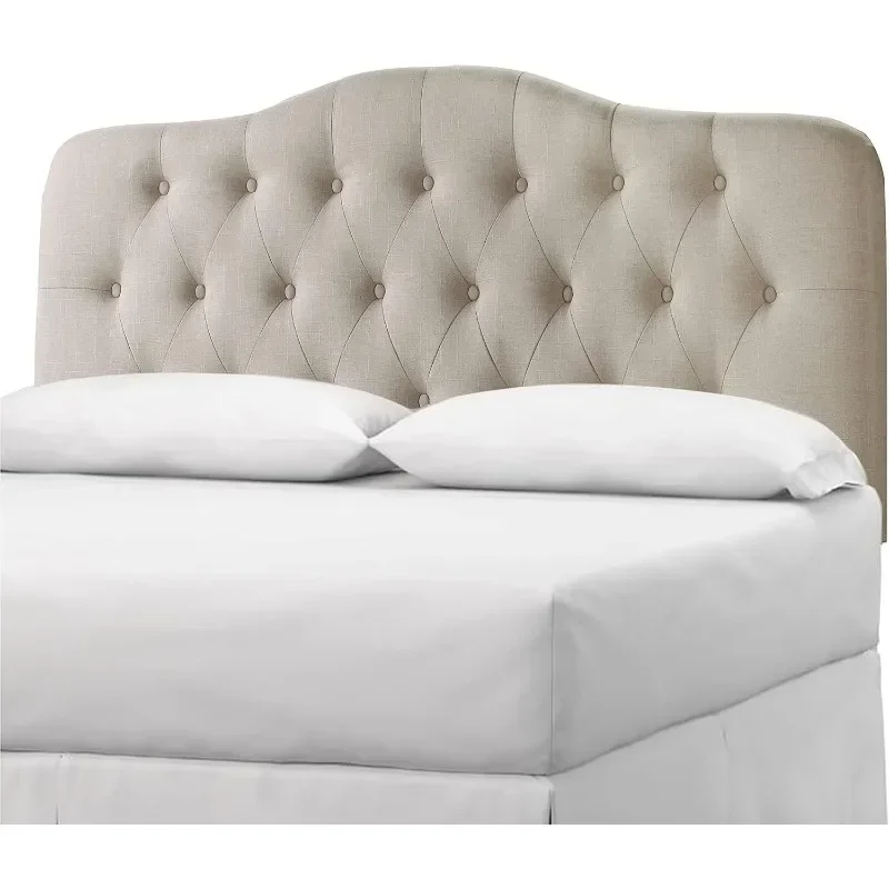 Adjustable  Headboard with Linen Upholstery and Button Tufting for Bedroom