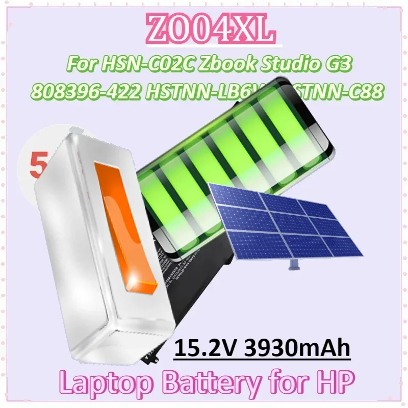 

ZO04XL 15.2V 3930mAh Laptop Battery for HP HSN-C02C Zbook Studio G3 Series 808396-422 HSTNN-LB6W HSTNN-C88