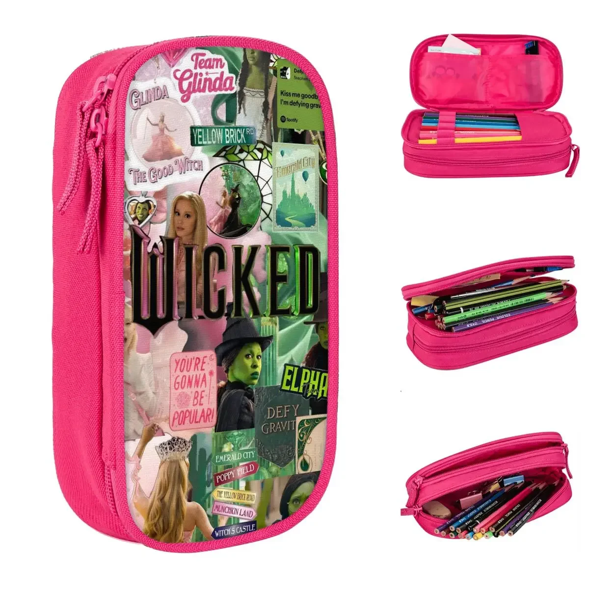 Wicked For Good Pencil Case Glinda Elphaba Pencilcases Pen Holder Kids Large Storage Pencil Bags School Supplies Accessories