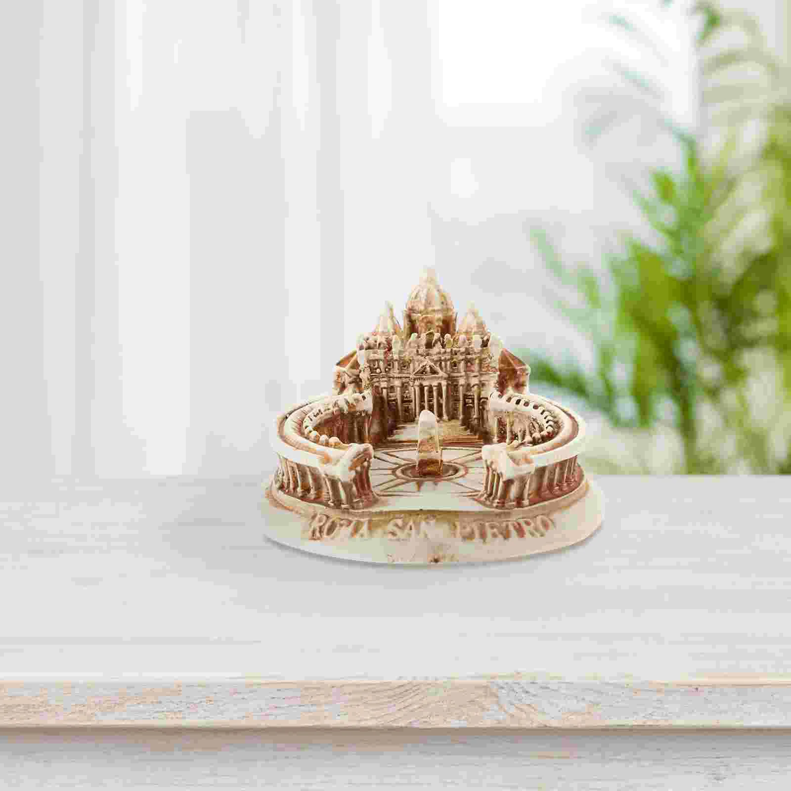 

Mini Toys Simulation Building Model Decorate Saint Peter's Basilica Statue Resin Micro Architecture Desktop Travel