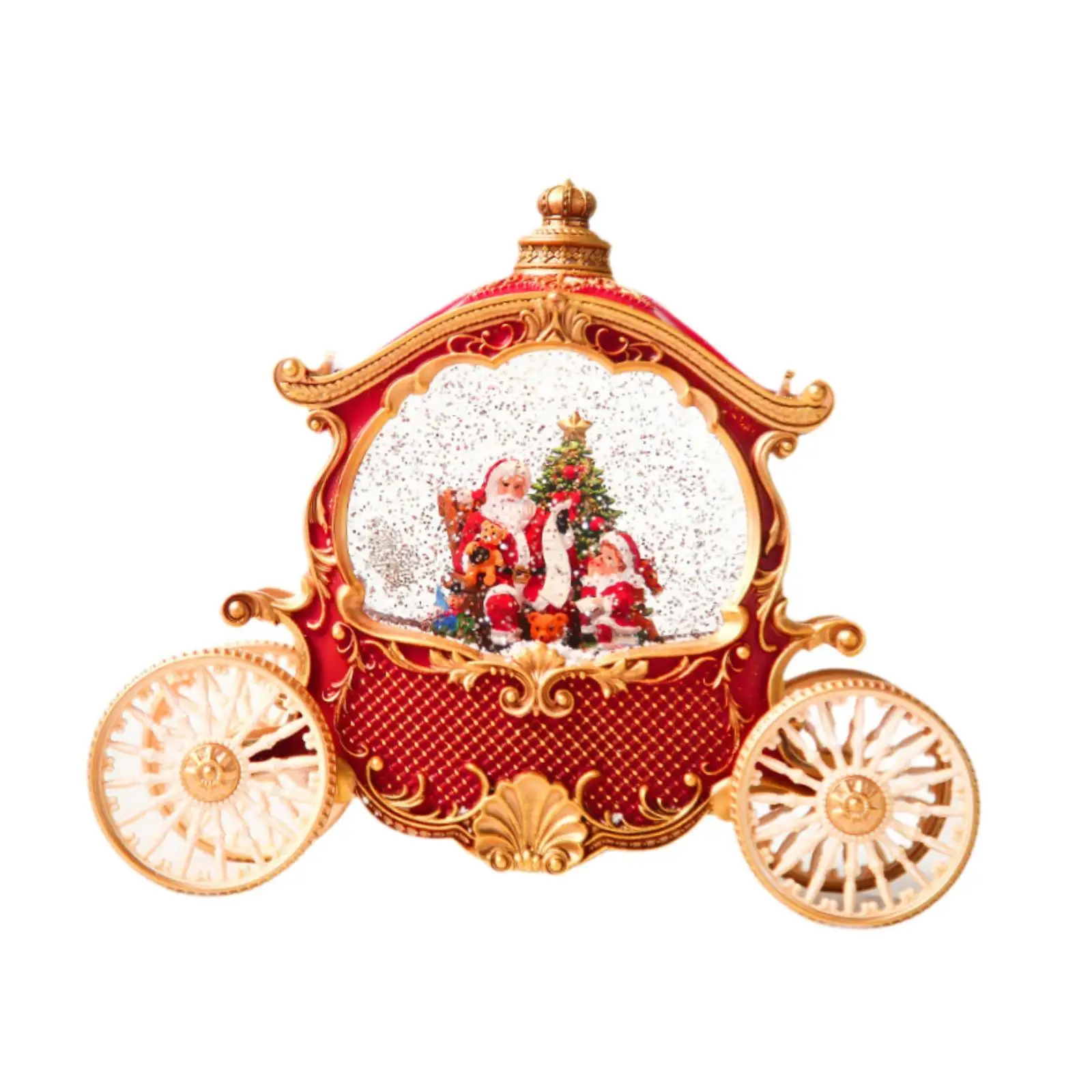 

Vintage Holiday Decor Christmas Snow Globe Santa Carriage Musical Table Decoration for Family Parties