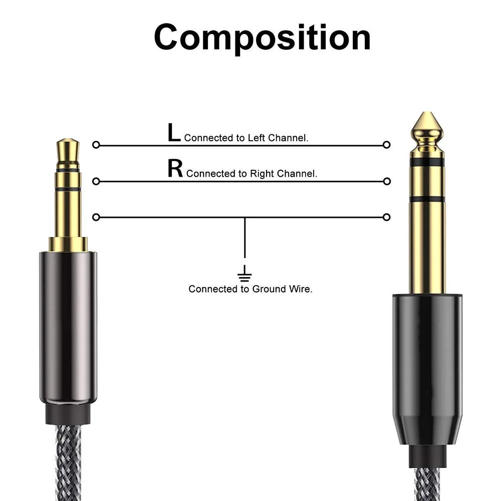 3.5mm do 6.35mm Adapter przewód Aux do mikserów wzmacniacz gitarowy MP3 głośnik pozłacany 3.5 Jack do 6.5 Jack męski kabel Audio TRS