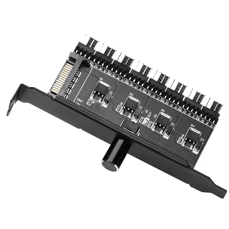 Controlador de Velocidade para Hub de Ventiladores de Refrigeração de 7/8 Canais, Divisor de Cabo 3 Pinos 4 Pinos, Fonte de Alimentação SATA para Carregamento de Radiador de PC e Controle de Temperatura