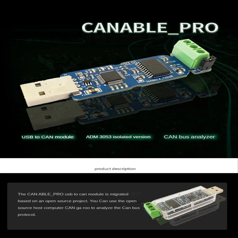 ●CANable USB to Converter Module CAN Canbus Debugger Analyzer Adapter CANdleLight ADM3053 Isolated Version CANABLE PRO