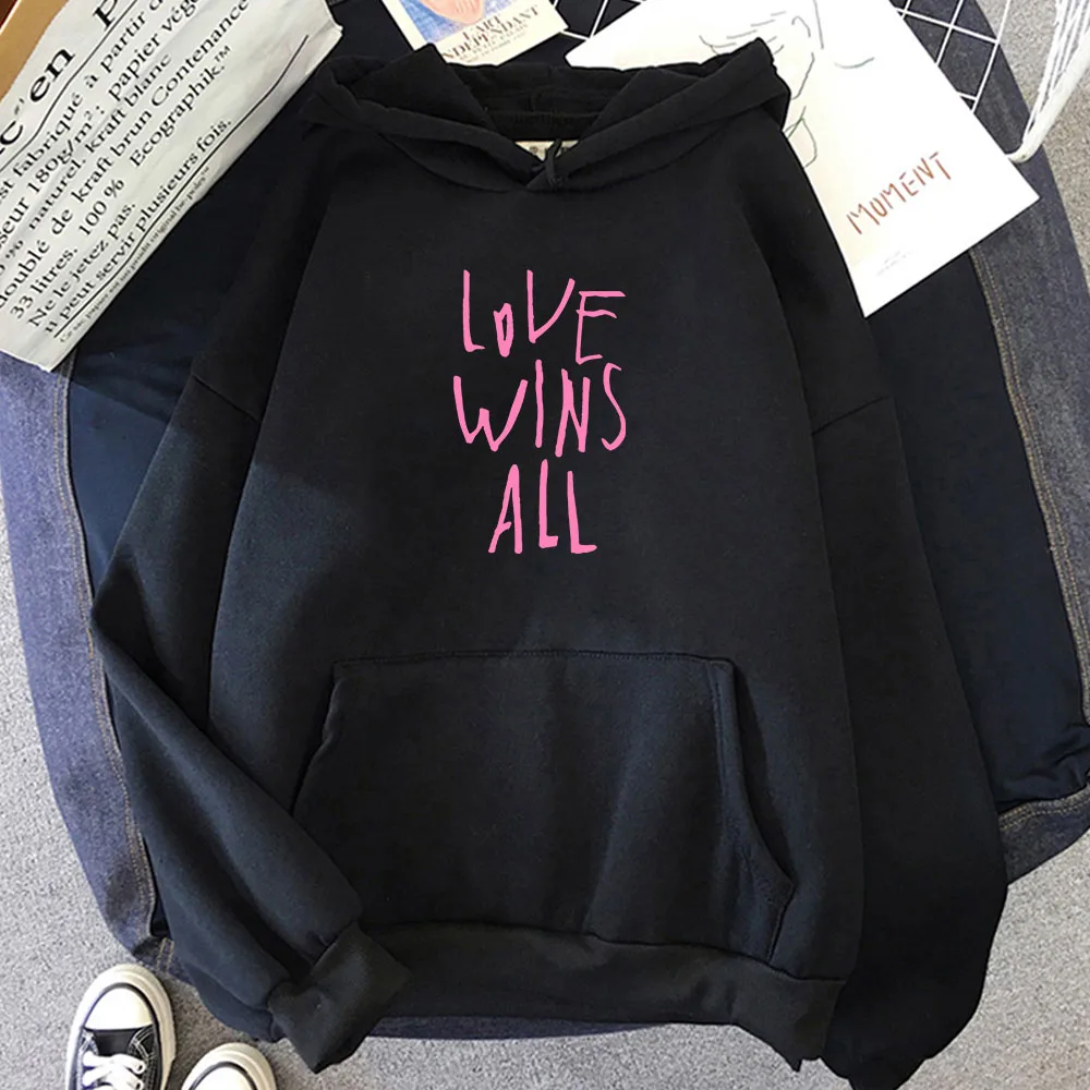 

I&U Love Wins All Hoodies Korean Singer New Song Sweatshirts for Fans Casual Long Sleeve Letter Print Streetwear Hip Hop