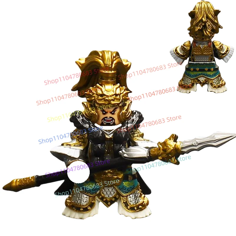 

Строительный блок MOC, три королевства, золотистое бронированное общее, мини-фигурка, сборная модель, украшение, аниме, мультяшная игрушка, подарок на фестиваль