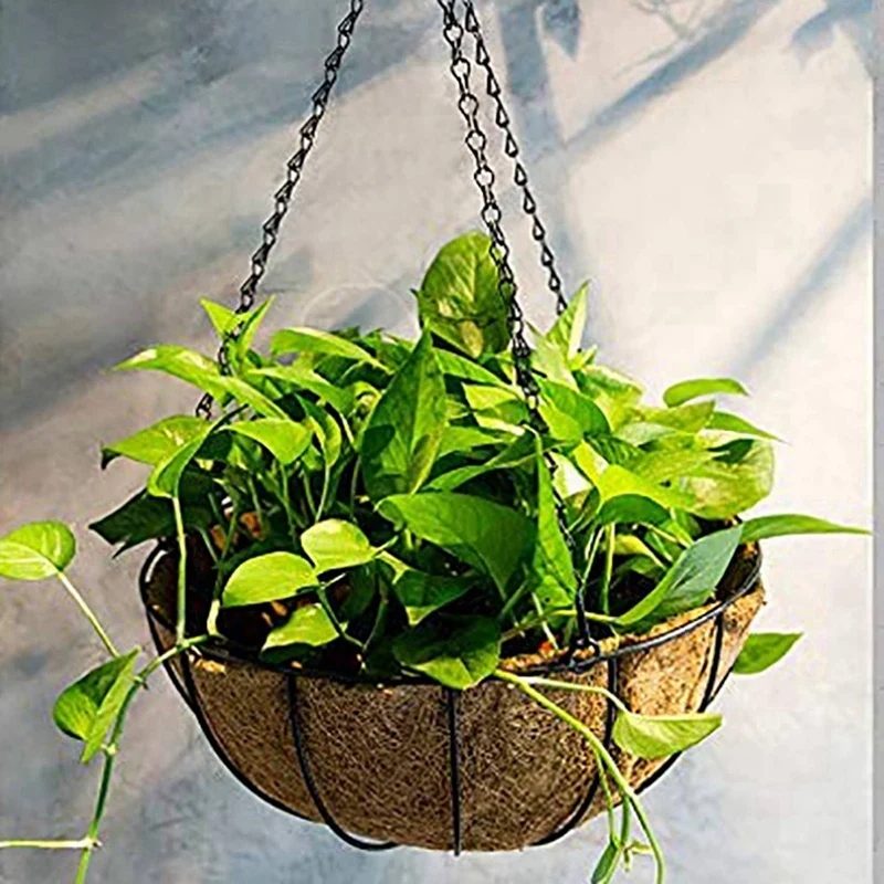 2X Hanging Basket For Plants Garden Flower Planter With Chain Plant Pot Home Balcony Decoration 2 Pcs-12 Inch