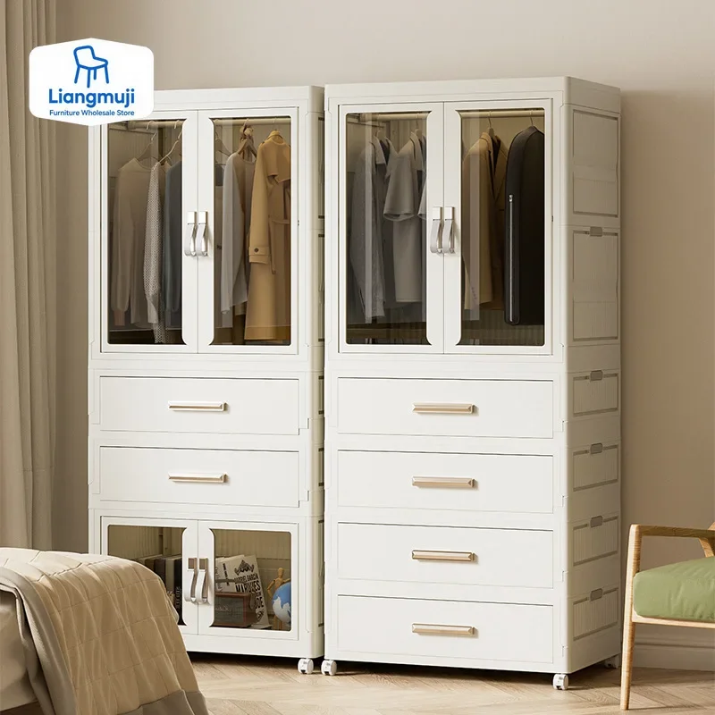 

Прозрачный складной шкаф, контейнер для хранения, колеса внизу, прикроватный органайзер для шкафа, большие складные контейнеры