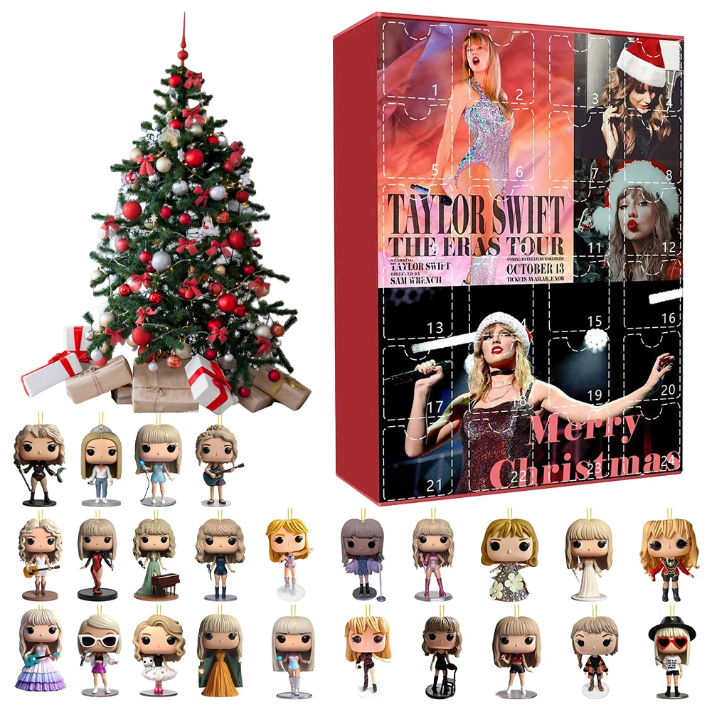 Taylor 24 Days Christmas Countdown Calendar 2D Acrylic Hanging Pendant 2024 Holiday Advent Calendar Christmas Tree Decoration