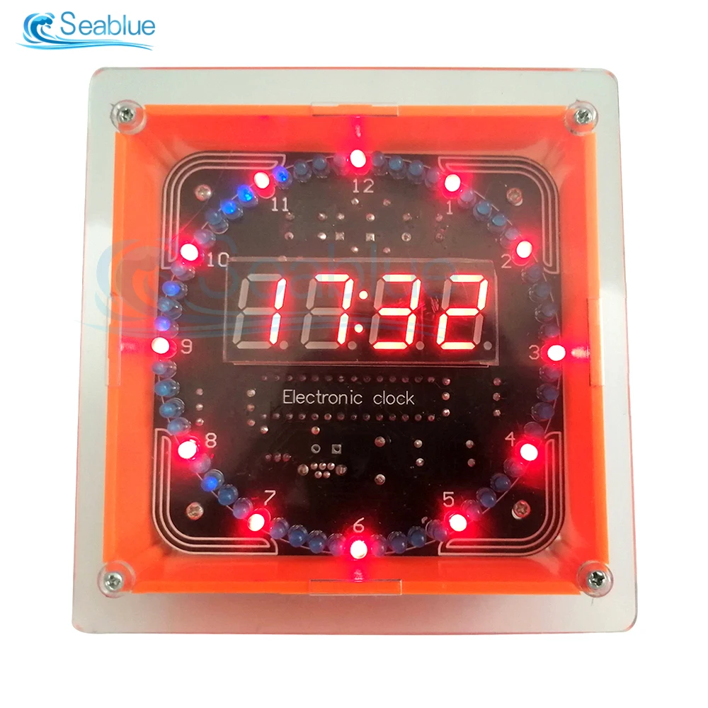 5V DS1302 Rotating Digital LED Display Module Alarm DIY Electronic Digital Clock Kit 51 SCM Learning Board Tool Set for Practice