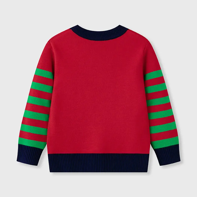 Nuovo maglione di cervo dei cartoni animati di Natale europei e americani per bambini autunno inverno - maglione lavorato a maglia per ragazzi e ragazze da 3 a 7 anni