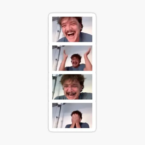 Pedro Pascal Laughing Crying Meme  5PCS Stickers for Funny Luggage Bumper Window Home Stickers Laptop Water Bottles Living Room