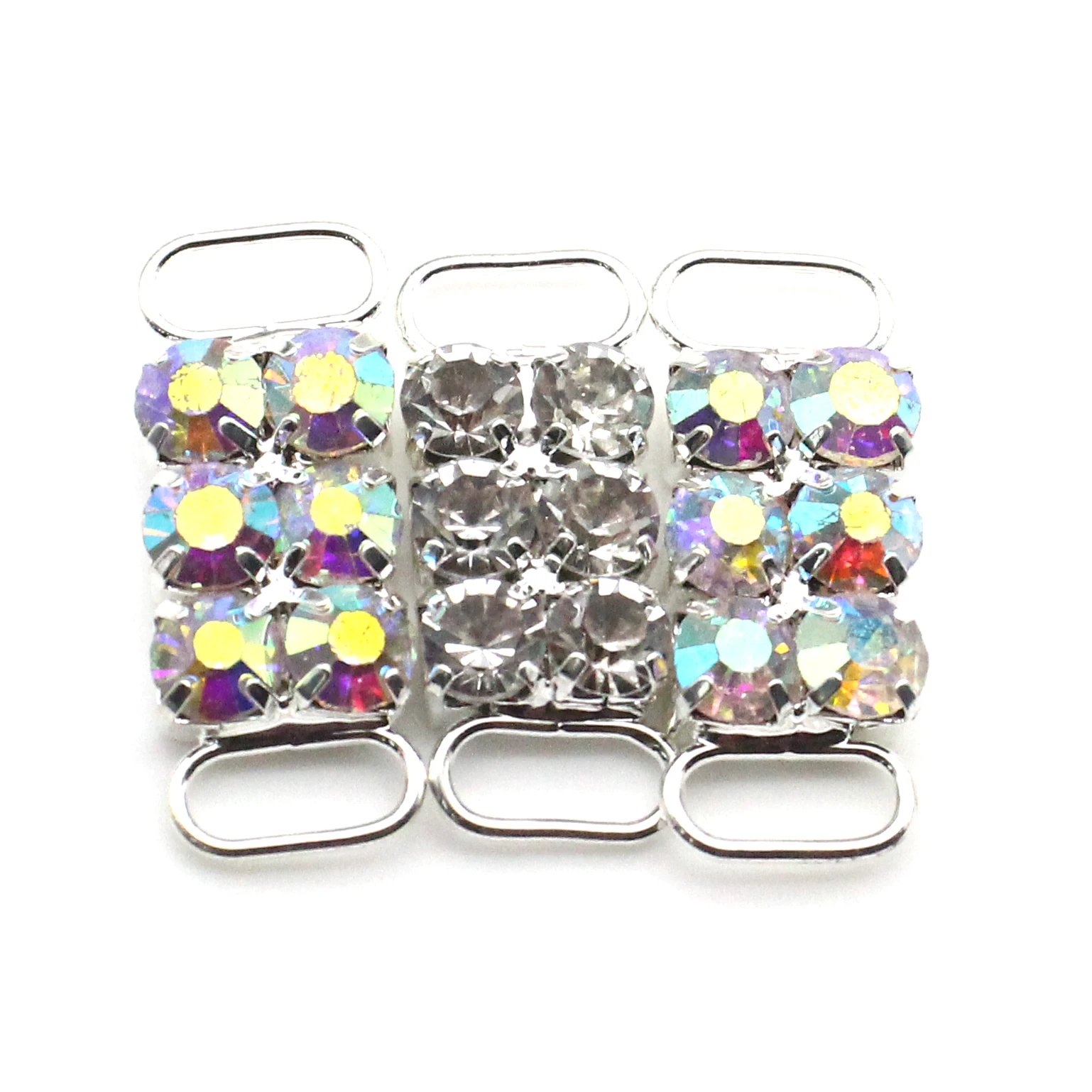 AB Color Rhinestone Metal Link Connector 1.1×3cm 20‑Pack Multi‑Stone Buckle For Swimsuit Bracelet DIY Accessories