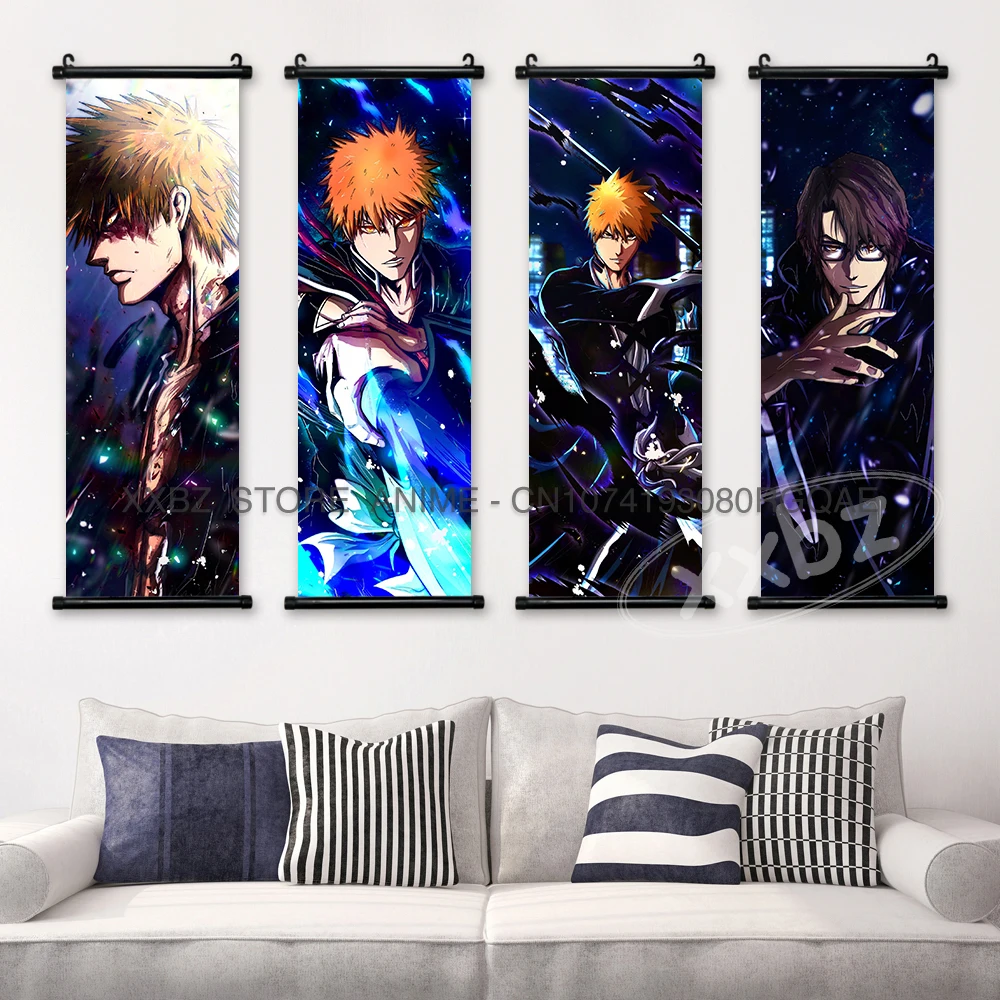 Bleach Scrolls Bilder Home Decor Anime Poster Kurosaki Ichigo Wandkunst Leinwand Hitsugaya Toushirou Hängende Malerei Tapete – Detail 3