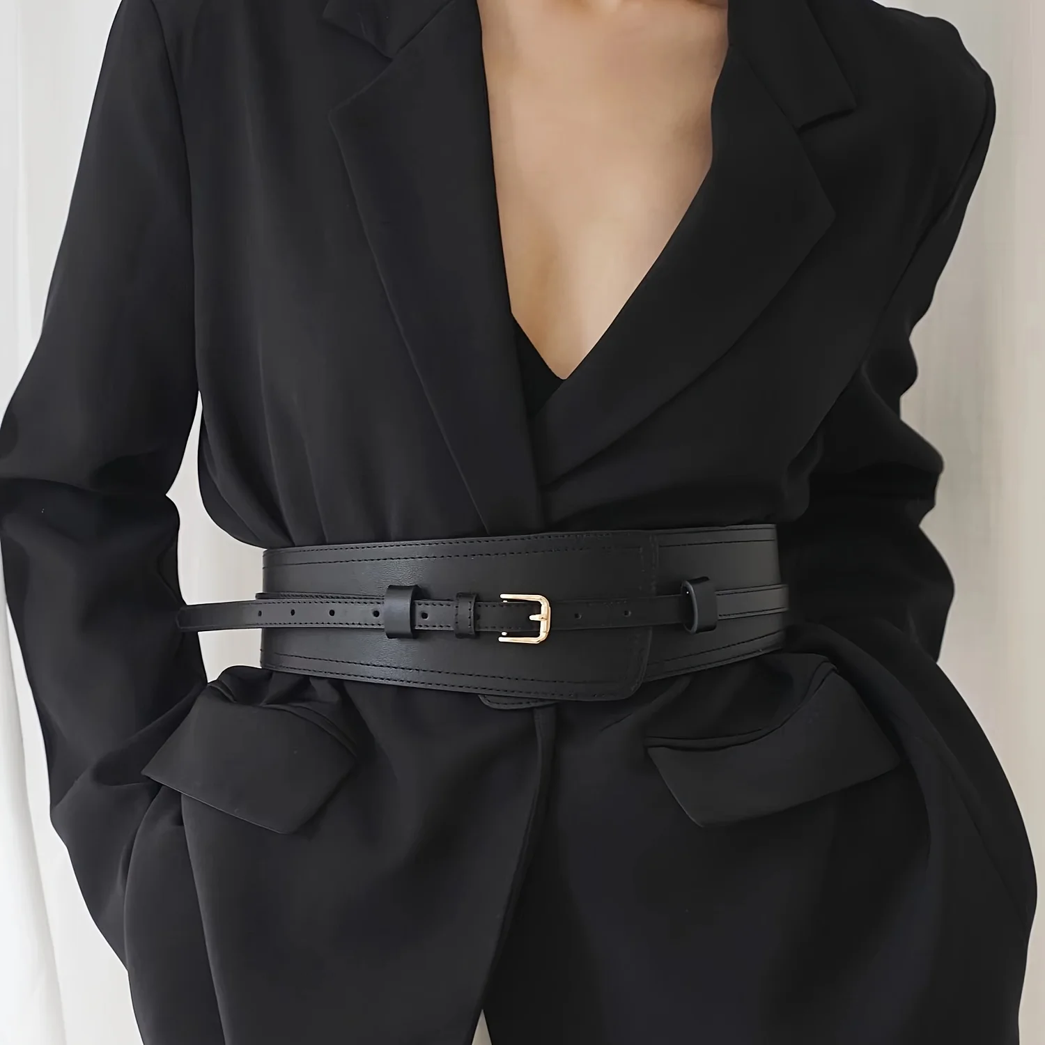 Cinturón ancho de cuero genuino para mujer, cinturones con hebilla para vestidos, abrigos, accesorios para cintura