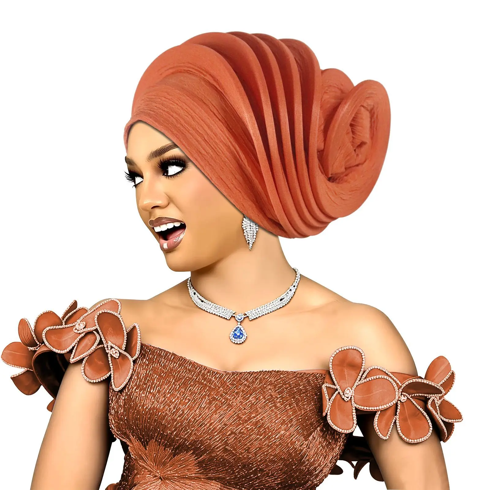 New Already Made African Headtie Turban Cap Lady Head Wraps Nigerian Wedding Auto Gele Party Headgear Headpiece Muslim Hijab Hat