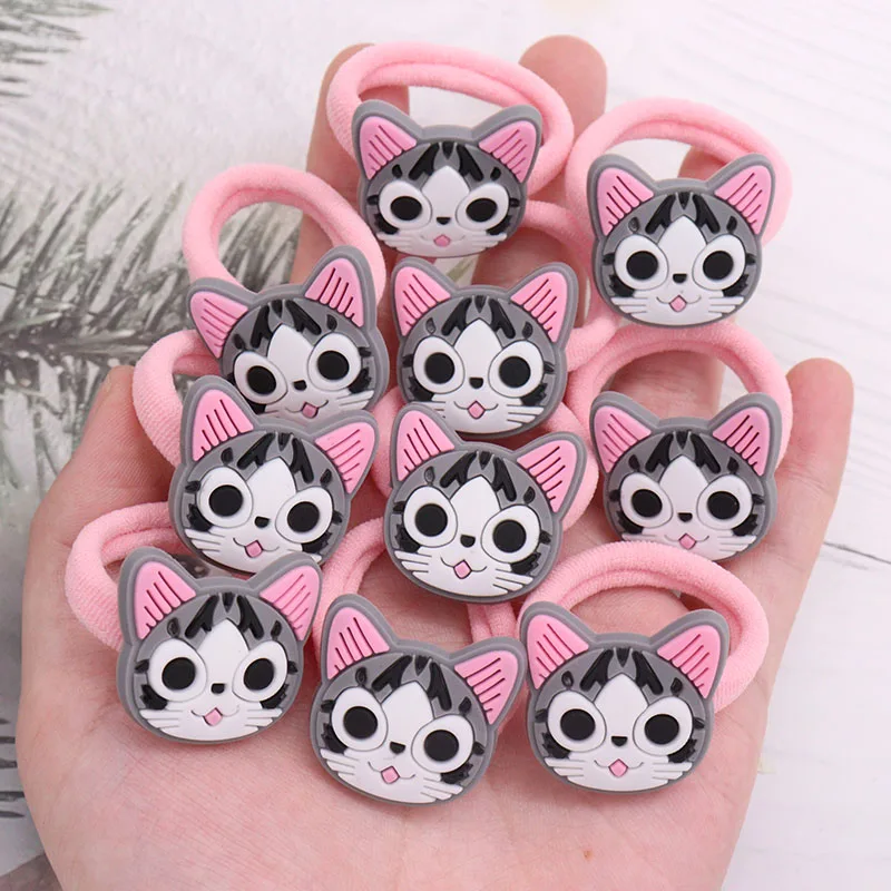 2Pcs Cute Animal Cat Hair Accessories Children Rubber Bands Scrunchies Elastic Hair Bands Girls Headband Decorations Ties Gum