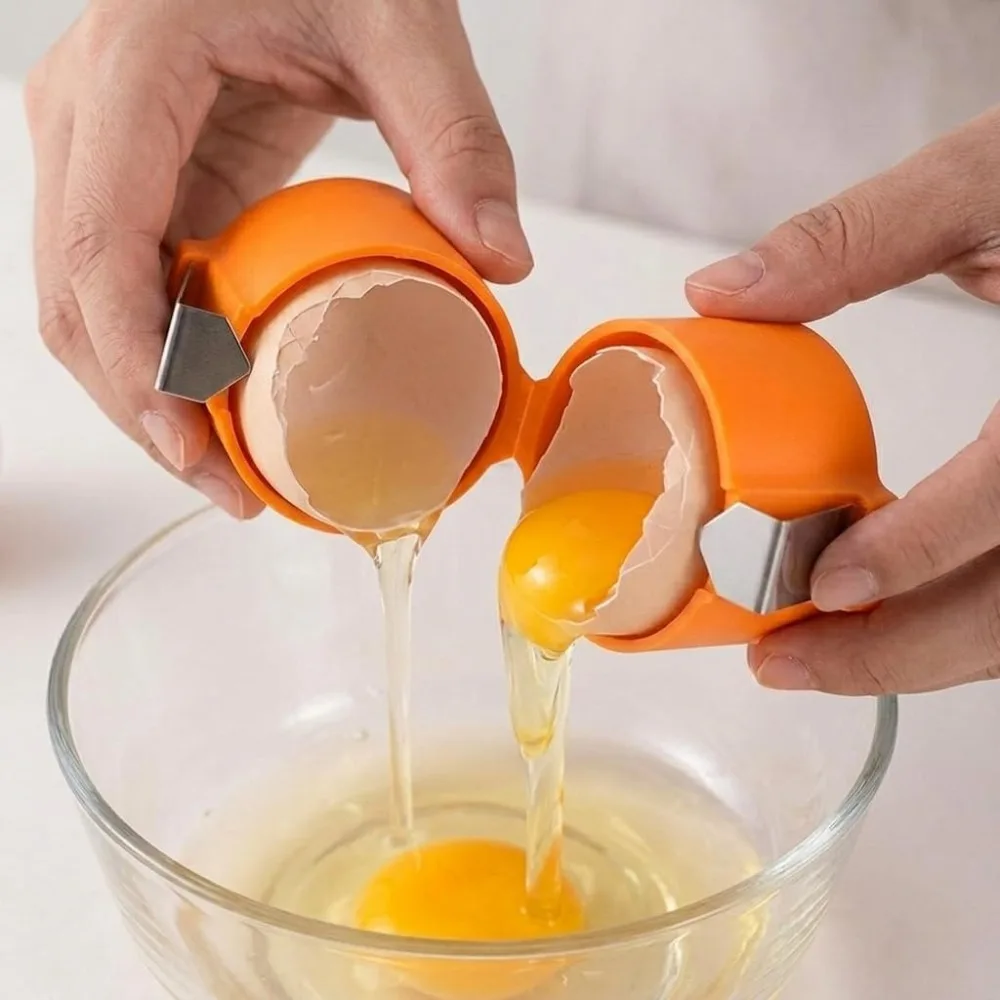 Portable Egg Shell Opener Stainless Steel Eggshell Breaker Household Kitchen Gadgets Egg Cutter for Baking Cooking Camping