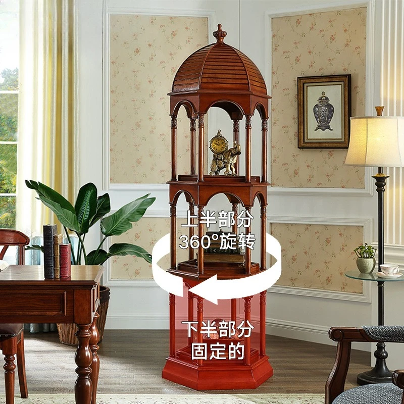 Portafiori americano in legno massello dal pavimento al soffitto, espositore antico creativo per gabbia per uccelli, portaoggetti per soggiorno