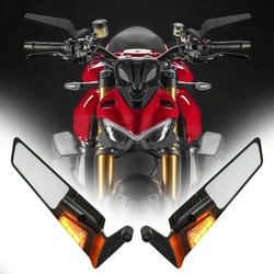 Motorcycle Side View Mirror with Turn Signal for Ducati Streetfighter V2 V4 V4S 848 Wind Wing Stealth Winglets Rearview Mirrors