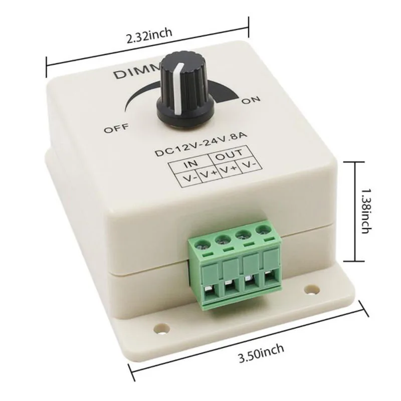 LED Light Dimmer Switch Light Power Supply Controller DC 12V 24V 8A Adjustable Brightness Lamp Strip Driver LED Light