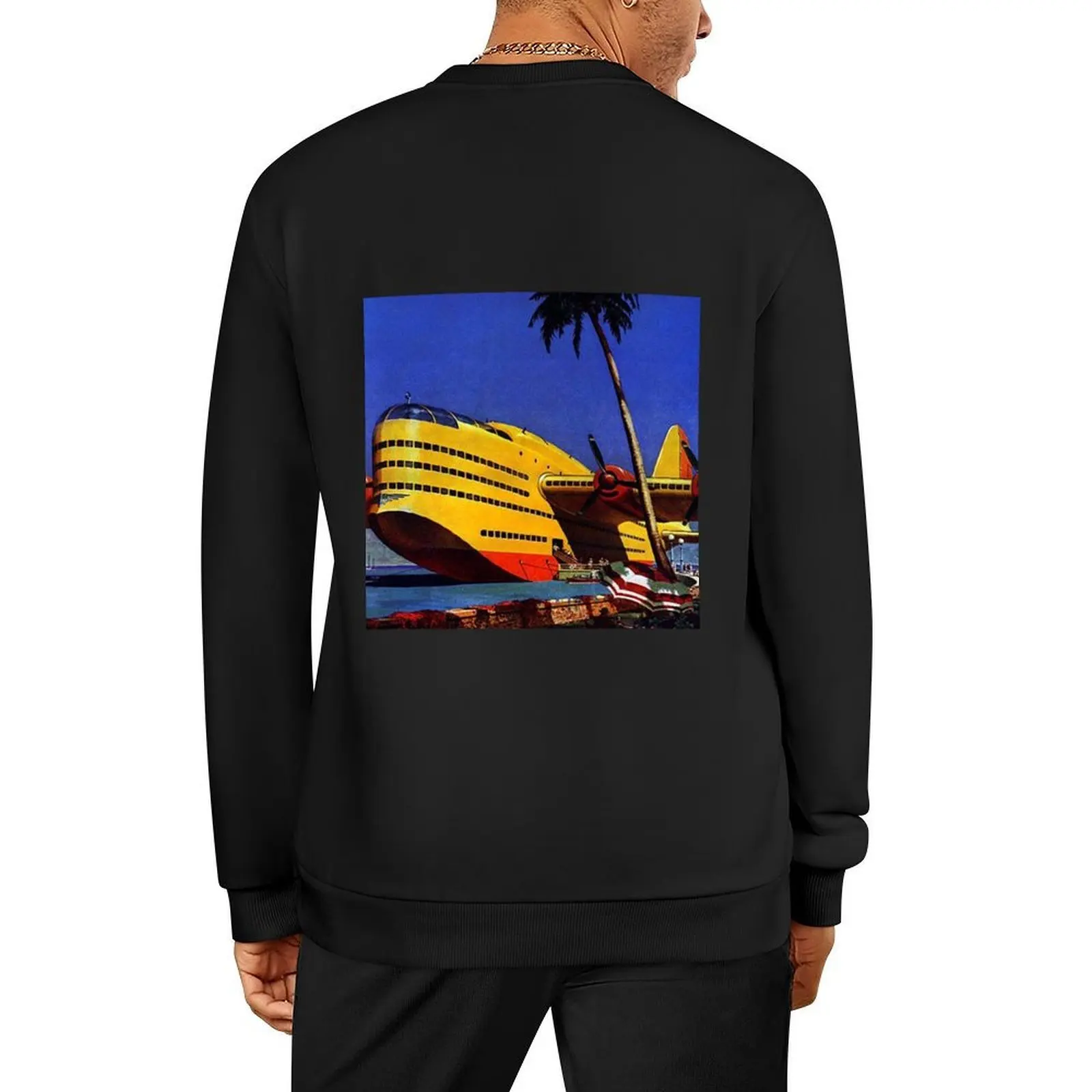 

Retro Futurism Sea Plane Pullover autumn jacket men graphic t shirts men men clothes tracksuits sweatshirts for