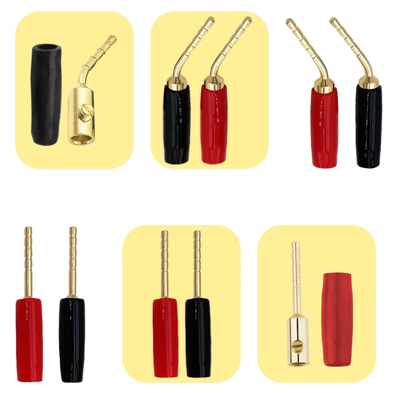

4/10Pcs 2mm Banana Plug Curved Pin Straight Pin Connector Bend Pin Plug Audio Speaker Adapter Wire Cable Connector Red / Black