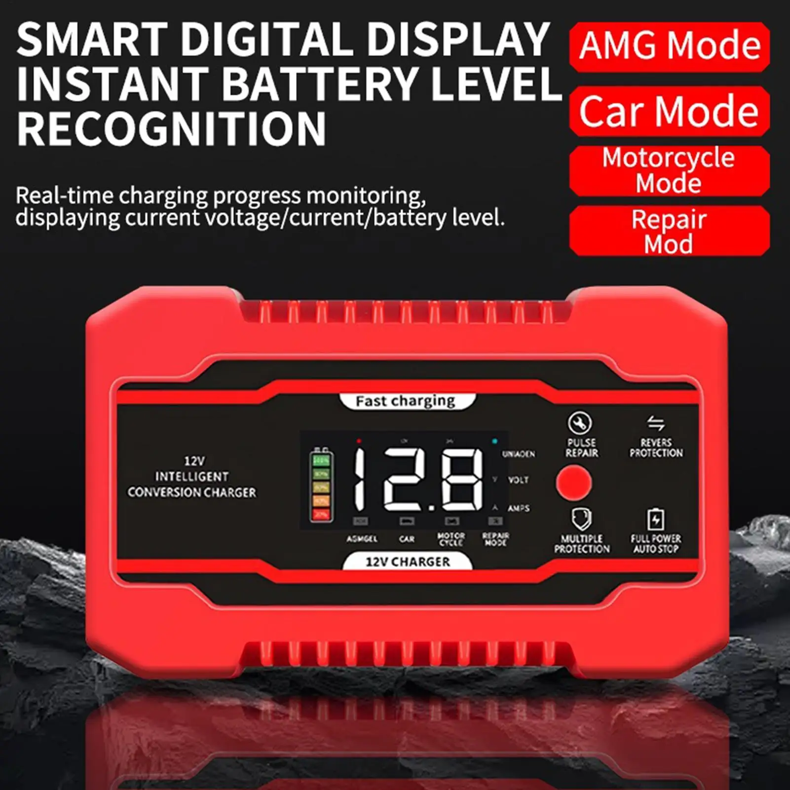 

Зарядное устройство 12 В, 12 В, 6 А, автоматическое быстрое зарядное устройство для аккумуляторов, оборудование для обслуживания автомобилей, мотоциклов, грузовиков