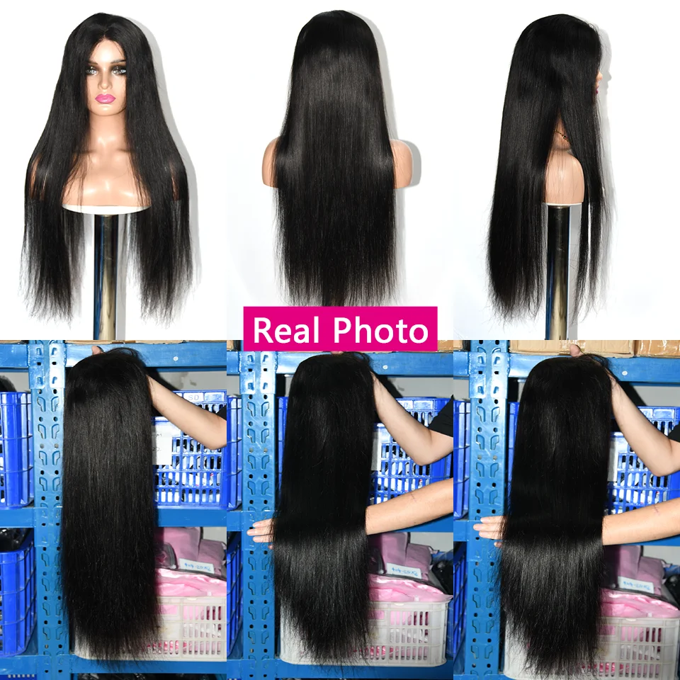 13x4 Straight Lace Front Human Hair Wig Pre Plucked Brazilian Human Hair Wigs for Women Long Thick Hair Wig