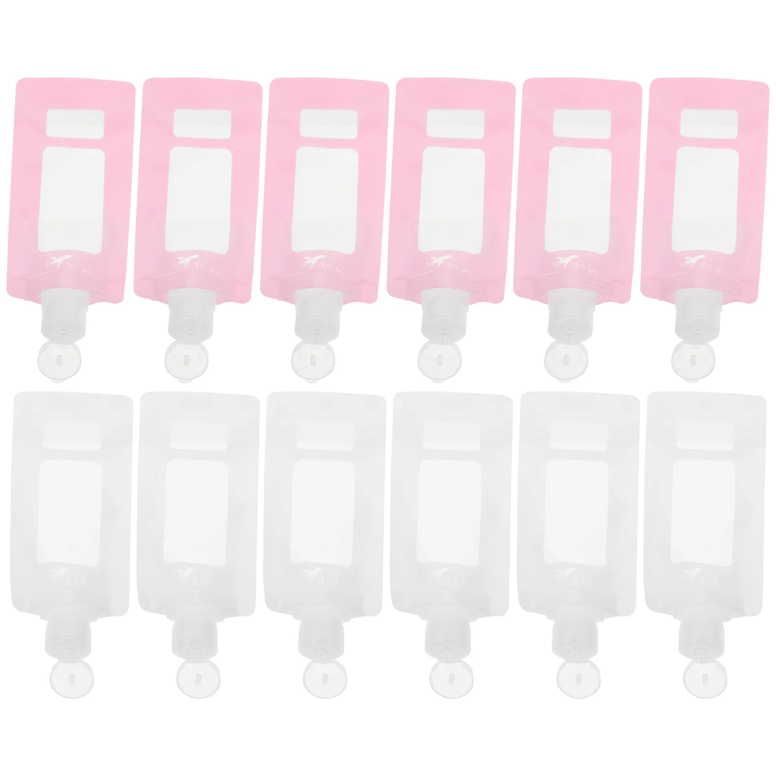 12Pcs 90Ml Reusable Travel Toiletries Bags Compact Squeeze Pouches for Liquid Cream Shower Gel Portable Makeup