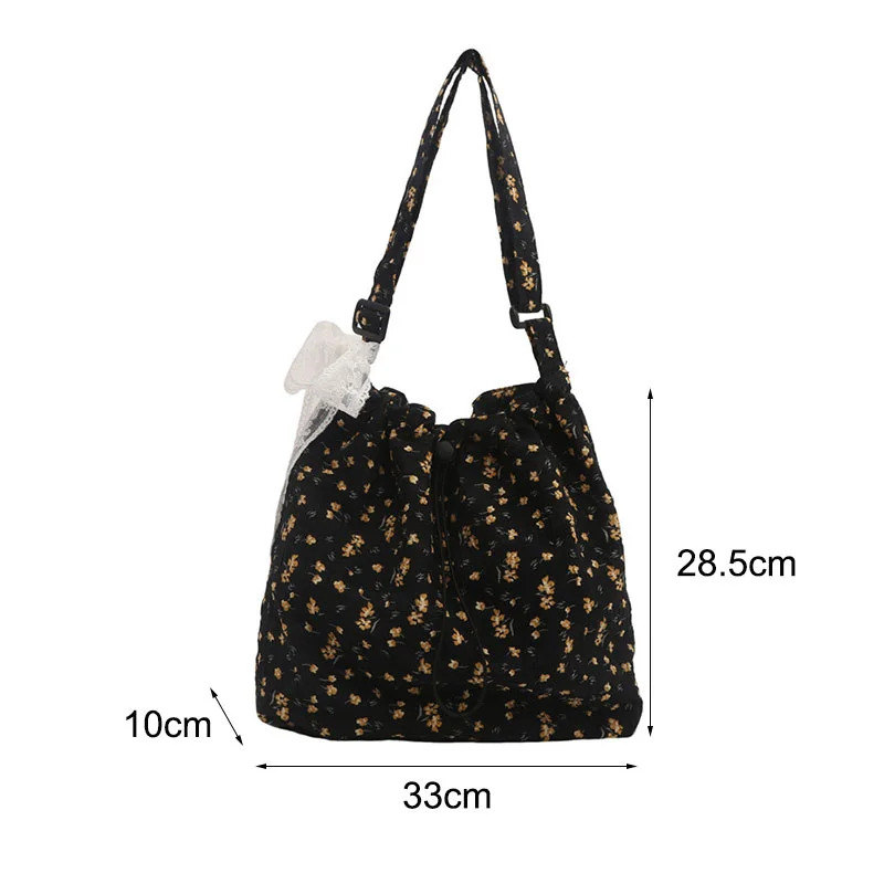 Sweet Tote Bag France Style Shoulder Bag Chic Fashion Aesthetic Floral Crossbody Bag for Girl High Capacity Canvas Storage Bag