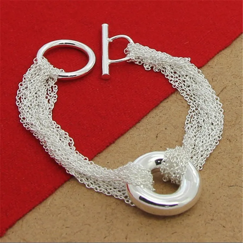 

925 Sterling Silver Bracelet Tassels Chain Circle Charms Bracelets For Women Fashion Wedding Party Jewelry Gift