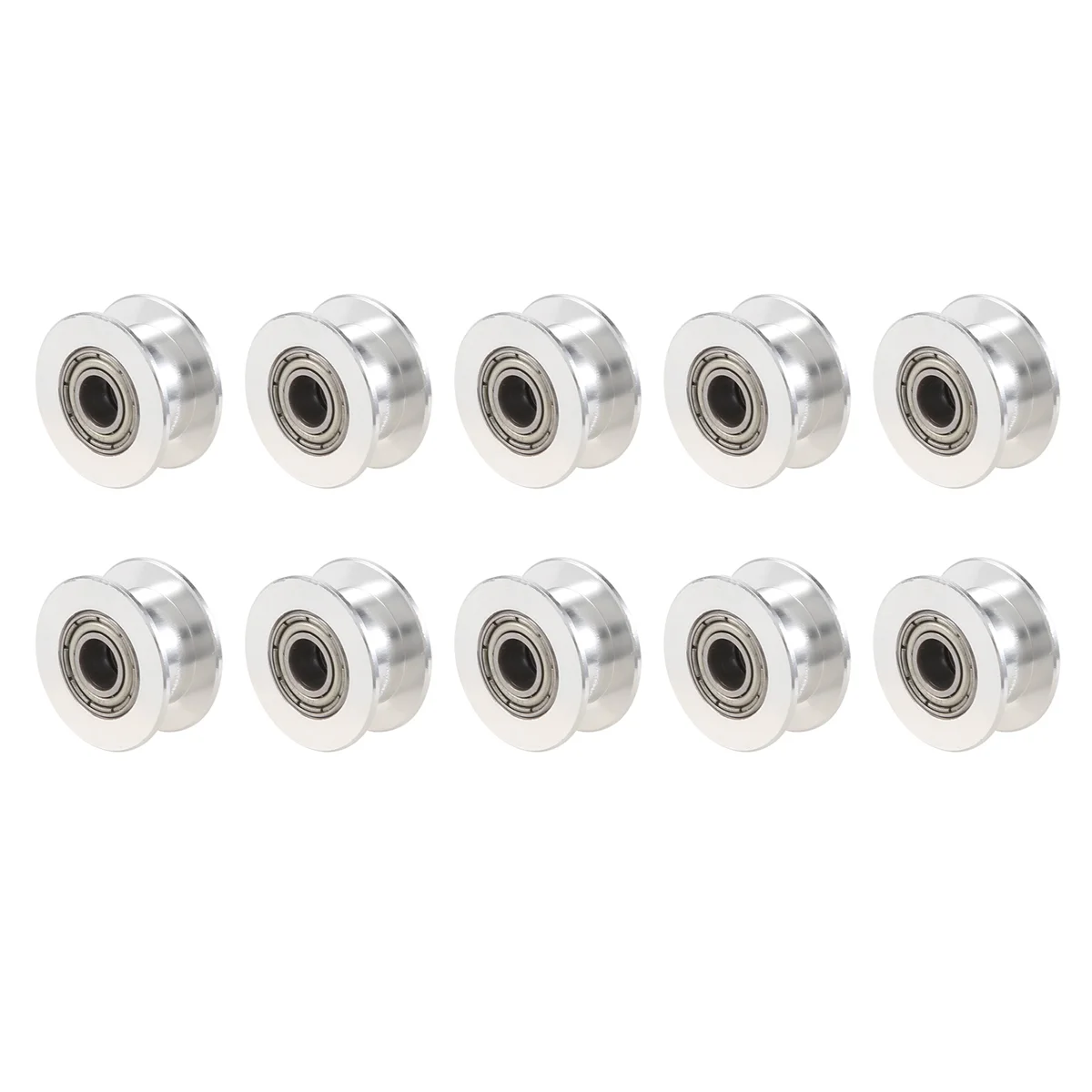 20 Toothless Bore 5mm Aluminum Timing Belt Idler Pulley For 3D Printer 6mm Width Timing Belt (Pack of 10Pcs)