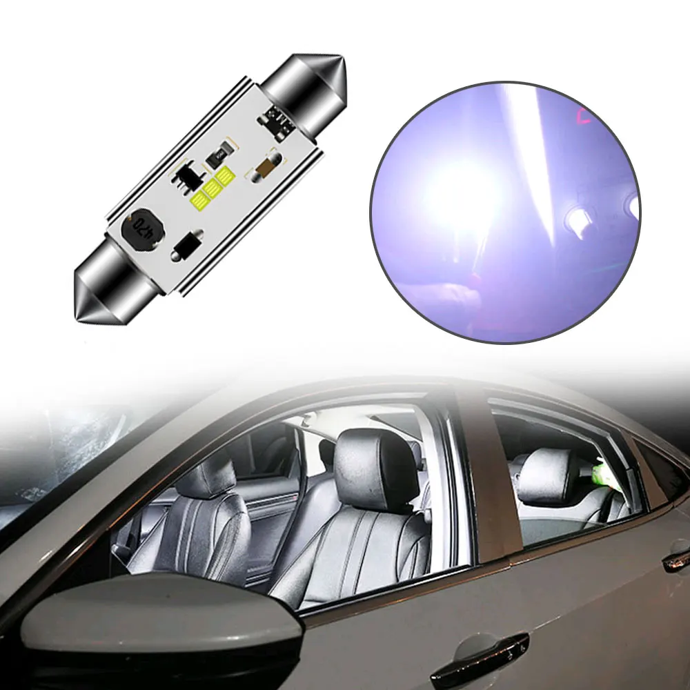 

1PC Universal Car Interior Dome Lamp License Plate Reading Light Aluminum Car LED CSP Lamp CANBUS C5W Car Lights Accessories