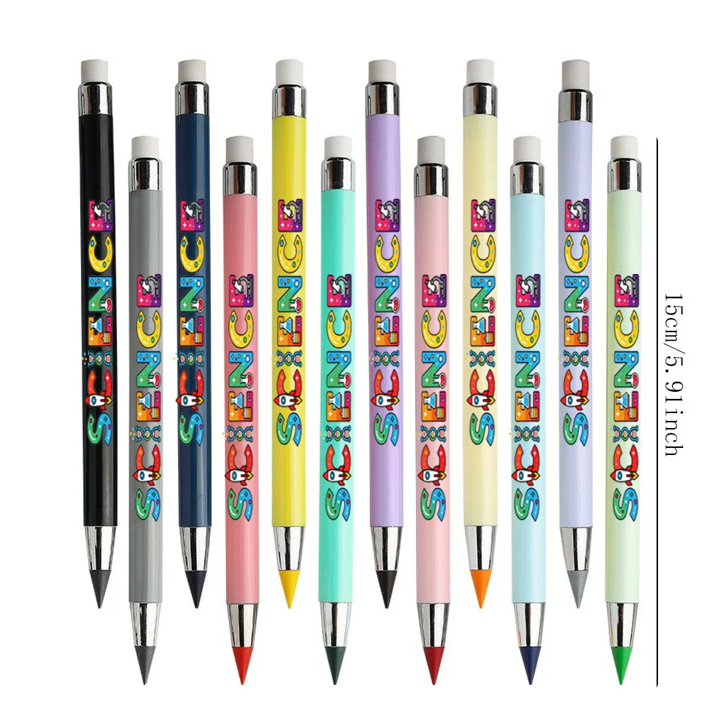 12 عبوة من قلم الرصاص الأبدي بنمط نصي للتجربة العلمية، لون معكرون ليس من السهل كسر قلم رصاص ملون للطلاب #3