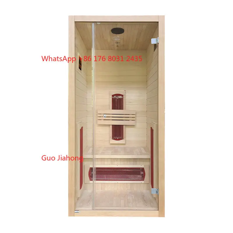 

Modern 1-Person Wooden Sauna Cabin Room Hemlock Dry Sauna Room