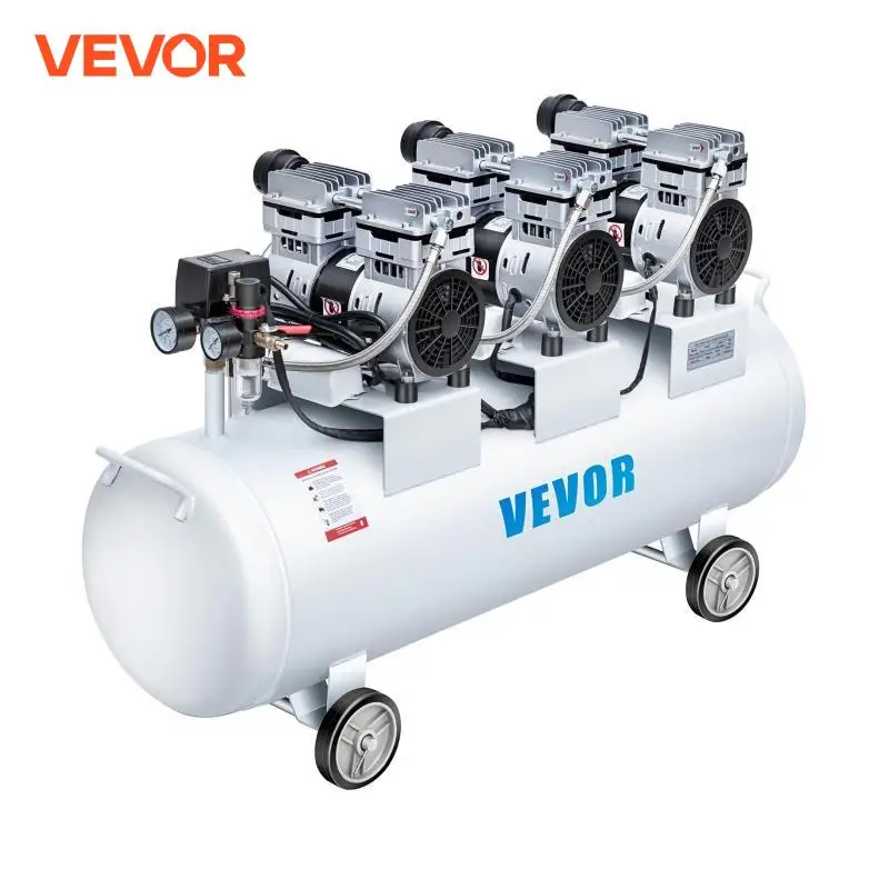 VEVOR 3 Motors Air Compressor 100L/30L/9L Direct Drive Oil Free Silent Compressor Fexible Wheels For Car Tire Inflation Homeuse