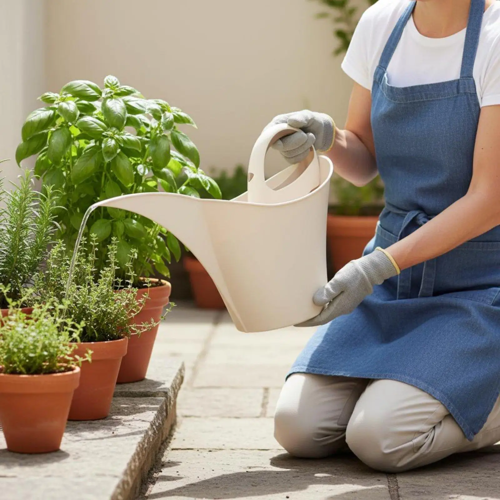 Plant Watering Can 2 Liter Lightweight Plastic Pot with Ergonomic Handle Garden Sprinkler for Indoor Outdoor Flower Irrigation