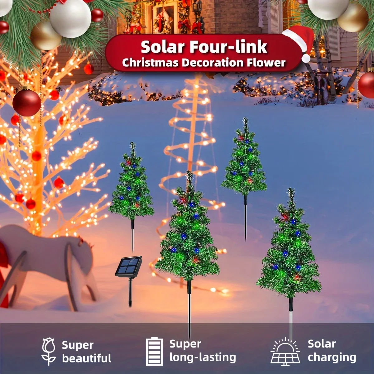 

Solar Christmas Tree Simulation Light Outdoor Waterproof LED Lawn Garden Patio Porch Landscape Decorative Lamp for Holiday Party