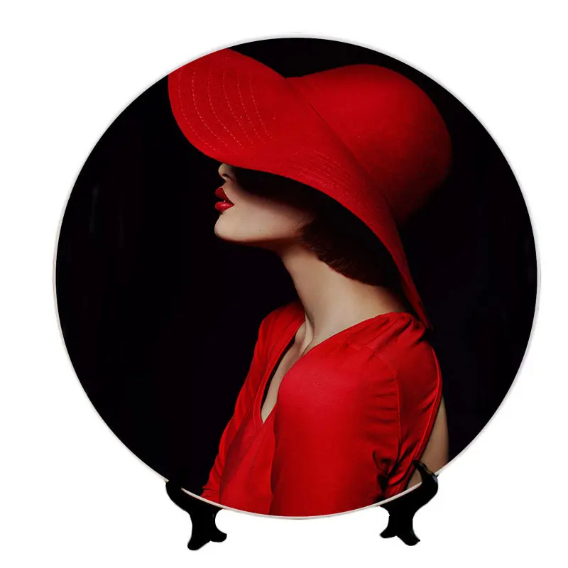 Elegant Feminine Ceramic Plate Wall Decor Art Decorative Dish Display Tray Salon Women Beauty Dish Tray Art Sofa Background - view 6